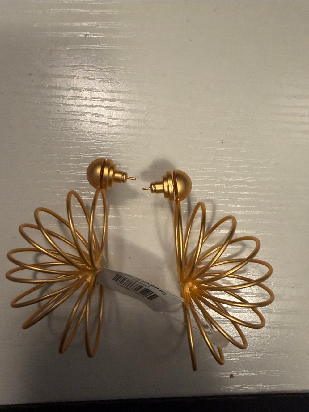 Matte Gold Spiral Hoop Drop Earrings